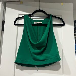 Zara Green Crop Tank Top